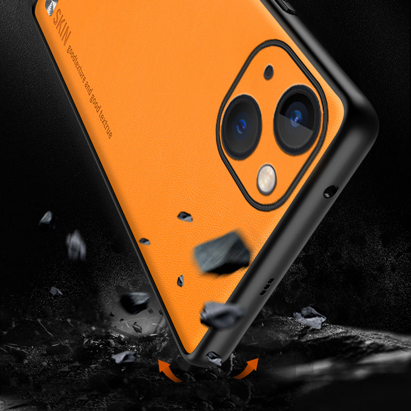 Phone Cover for iPhone 14 PU Leather Coated PC+TPU Shockproof Case with Metal Decor Phone Cover for iPhone 14 PU Leather Coated PC+TPU Shockproof Case with Metal Decor